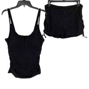Zaful Women's XL Black Tankini Two Piece Swim Set Swimwear Beach Summer L16-32